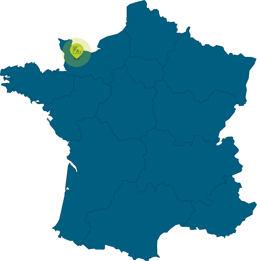 Carte de France avec icone map des différentes entreprises de Sietram & Co dans le nord