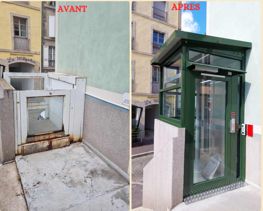 installation d'un élévateur PMR extérieur au Puy en Velay par Auvergne Ascenseurs